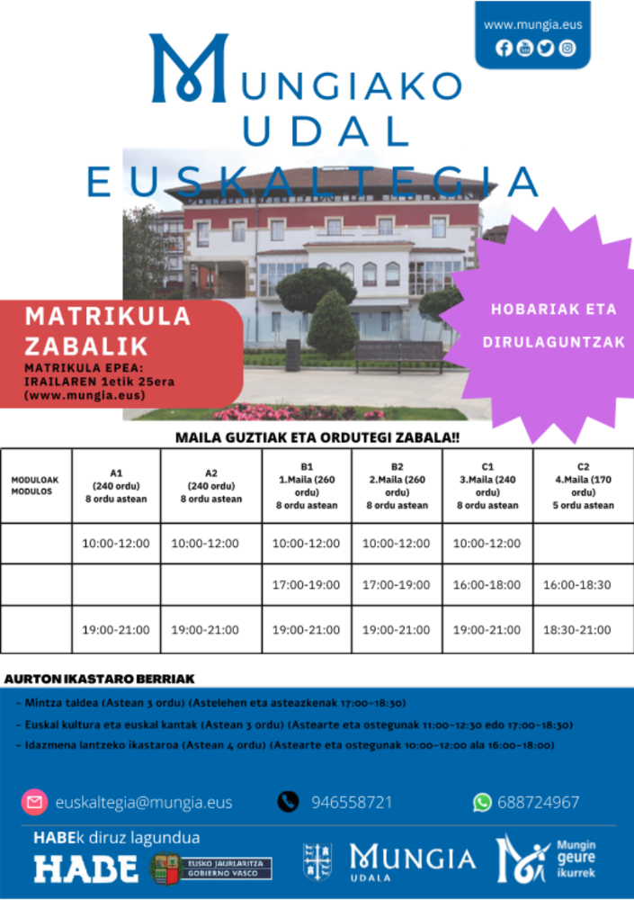 Imagen MUNGIAKO UDAL EUSKALTEGIA 2022-2023
