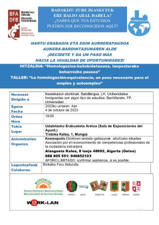 HITZALDI-TAILERRA: “Homologazioa-baliokidetasuna, lanposturako beharrezko pausoa”