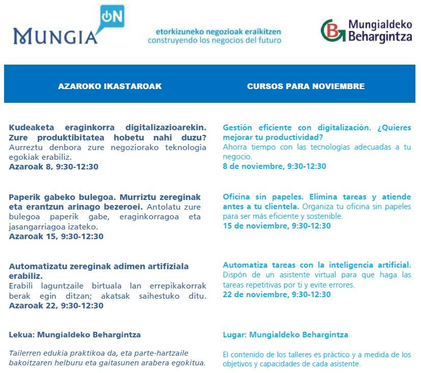 Imagen MUNGIA ON! AZAROKO IKASTAROAK