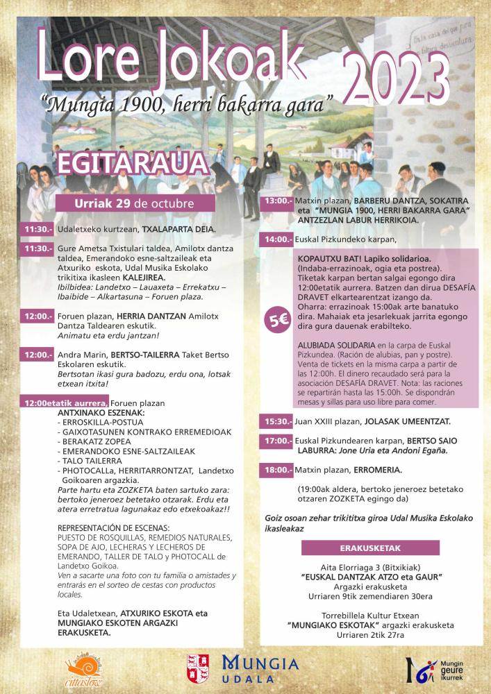 Imagen Mungia recuerda sus orígenes en Lore Jokoak con la representación teatral popular “Mungia 1900, herri bakarra gara”