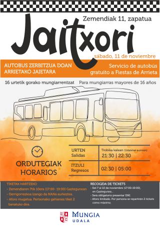 Imagen Jaitxoria. Servicio de autobús gratuito para ir a fiestas de Arrieta