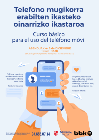Telefono mugikorrak erabiltzen ikasteko oinarrizko ikastaroa