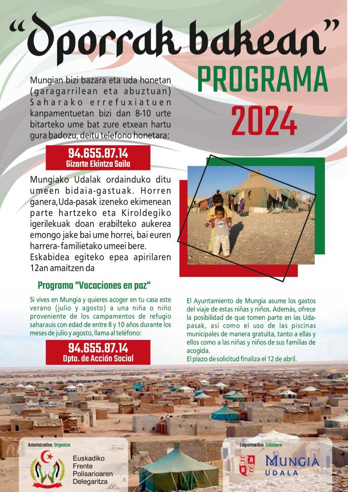 Imagen Mungiak ‘Oporrak Bakean 2024’ programan parte hartuko du berriro