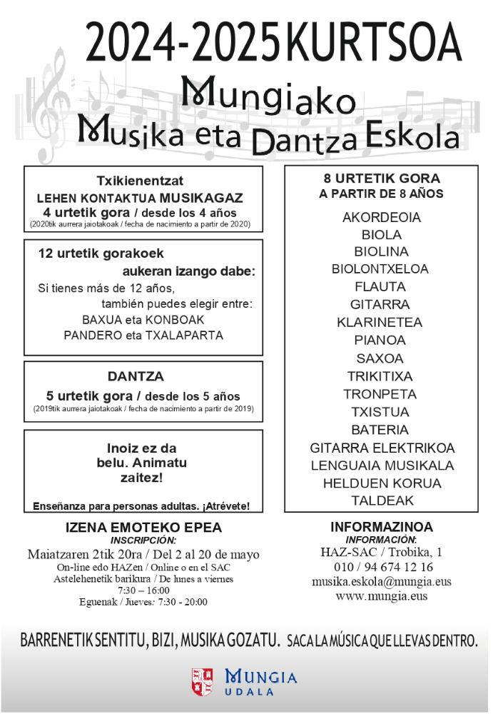 Imagen Musika Eskola: matrikulatzeko epea