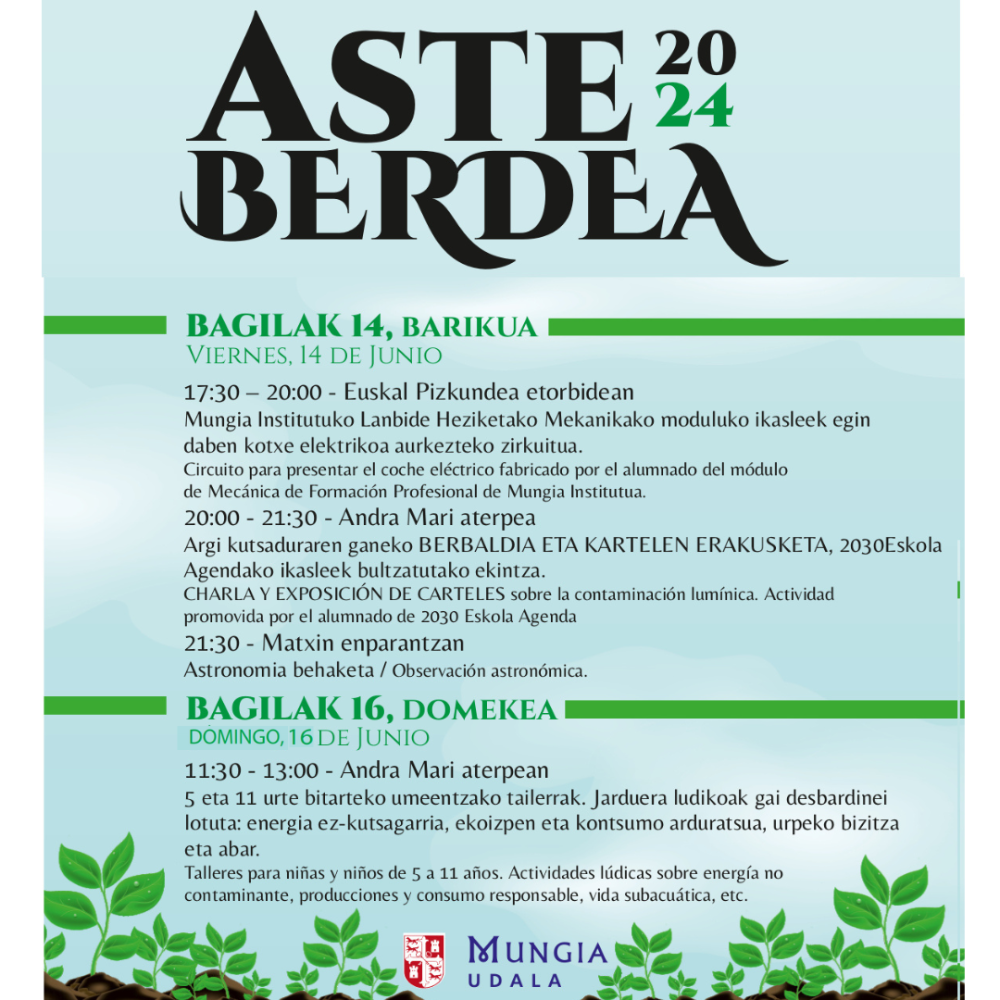 Imagen Mungia celebrará el 14 y 16 de junio la iniciativa “Aste Berdea 2024”