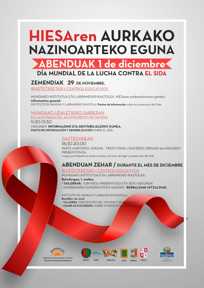 Imagen Mungiako Udalak bat egiten du HIESaren aurkako Nazioarteko Egunarekin, prebentzio eta sentsibilizazio jarduerekin