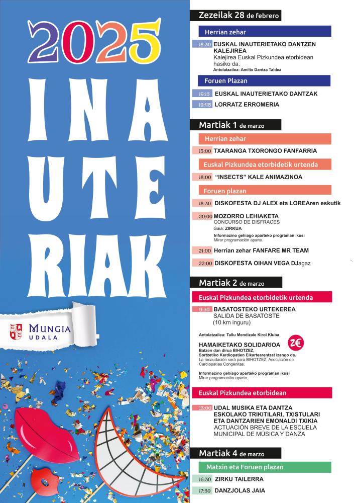 Imagen Mungia celebra sus carnavales del 28 de febrero al 4 de marzo con “el Circo” como protagonista y su clásica salida de Basatoste