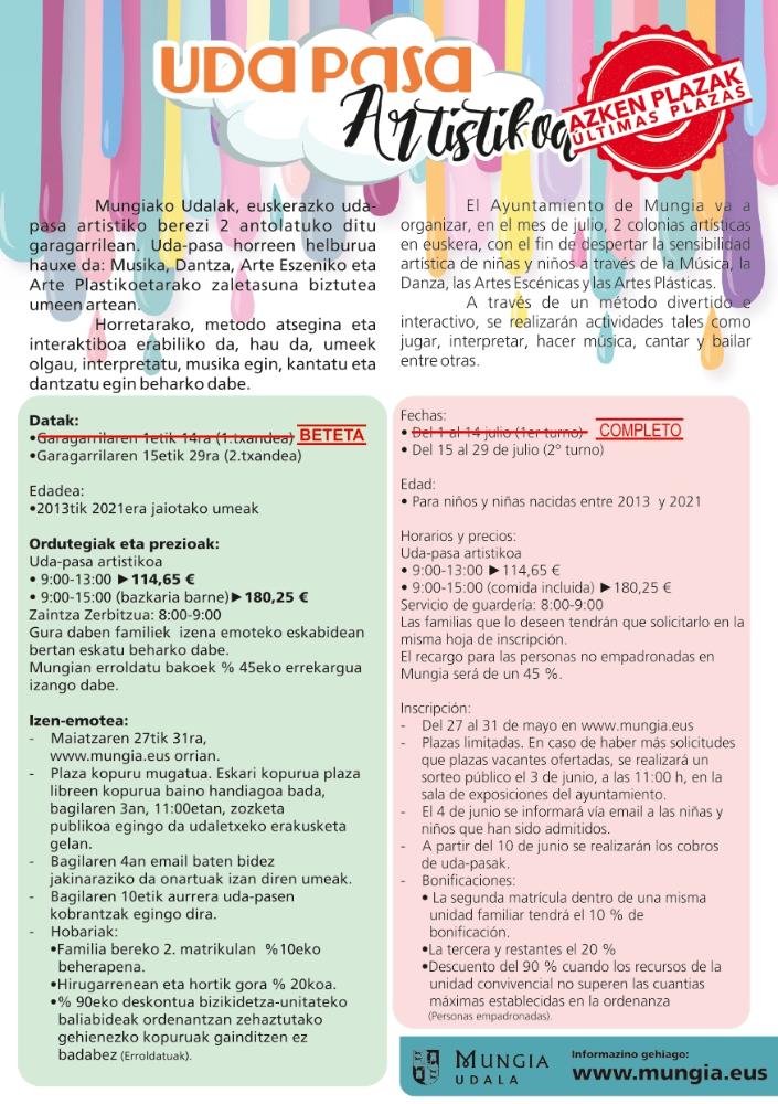 Imagen Udapasa Artistikoetan izena emateko epea zabalik: azken plazak