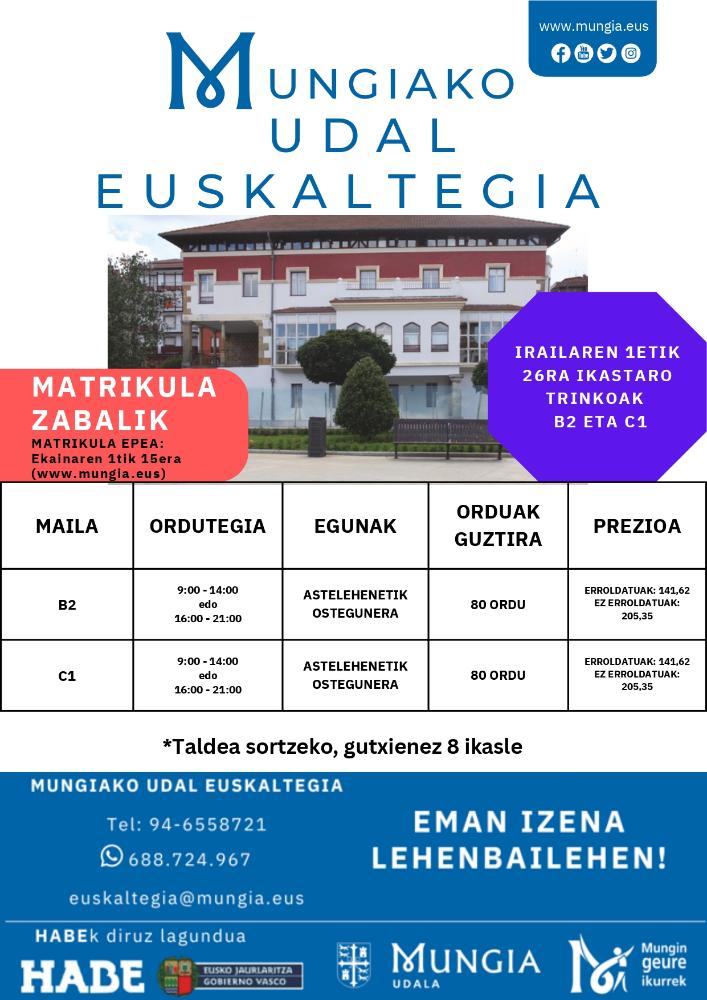 Imagen Euskaltegi Municipal de Mungia: intensivos de septiembre