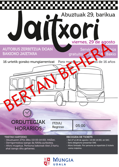 Imagen Bakioko jaietarako Jaitxori, bertan behera