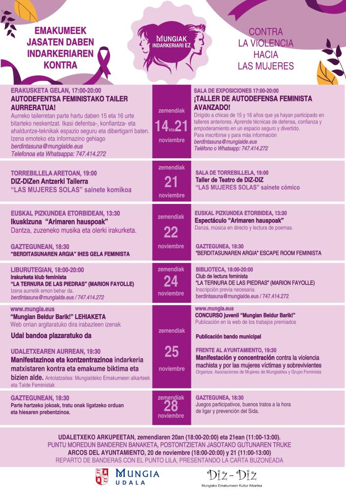 Imagen Mungia bioletaz tindatzen da: astebete indarkeria matxistaren aurkako ahotsa altxatzeko