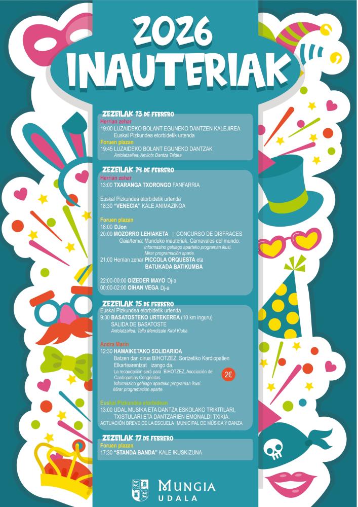 Irudia Mungiak Inauteriak ospatuko ditu otsailaren 13tik 17ra "Munduko...