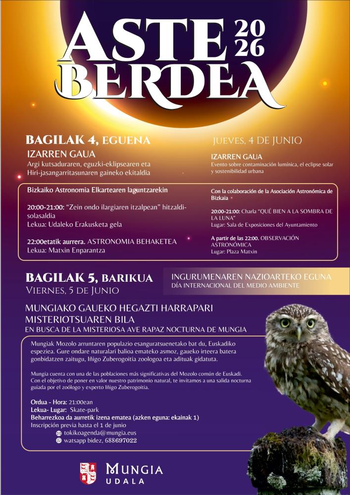 Irudia Aste Berdea 2026 Mungiara iritsiko da zerua eta natura ezagutzeko...