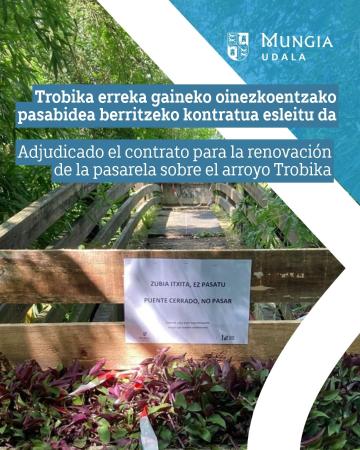 Irudia Trobika erreka gaineko oinezkoentzako pasabidea berritzeko kontratua esleitu da