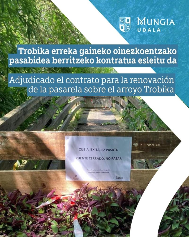Imagen Trobika erreka gaineko oinezkoentzako pasabidea berritzeko kontratua esleitu da