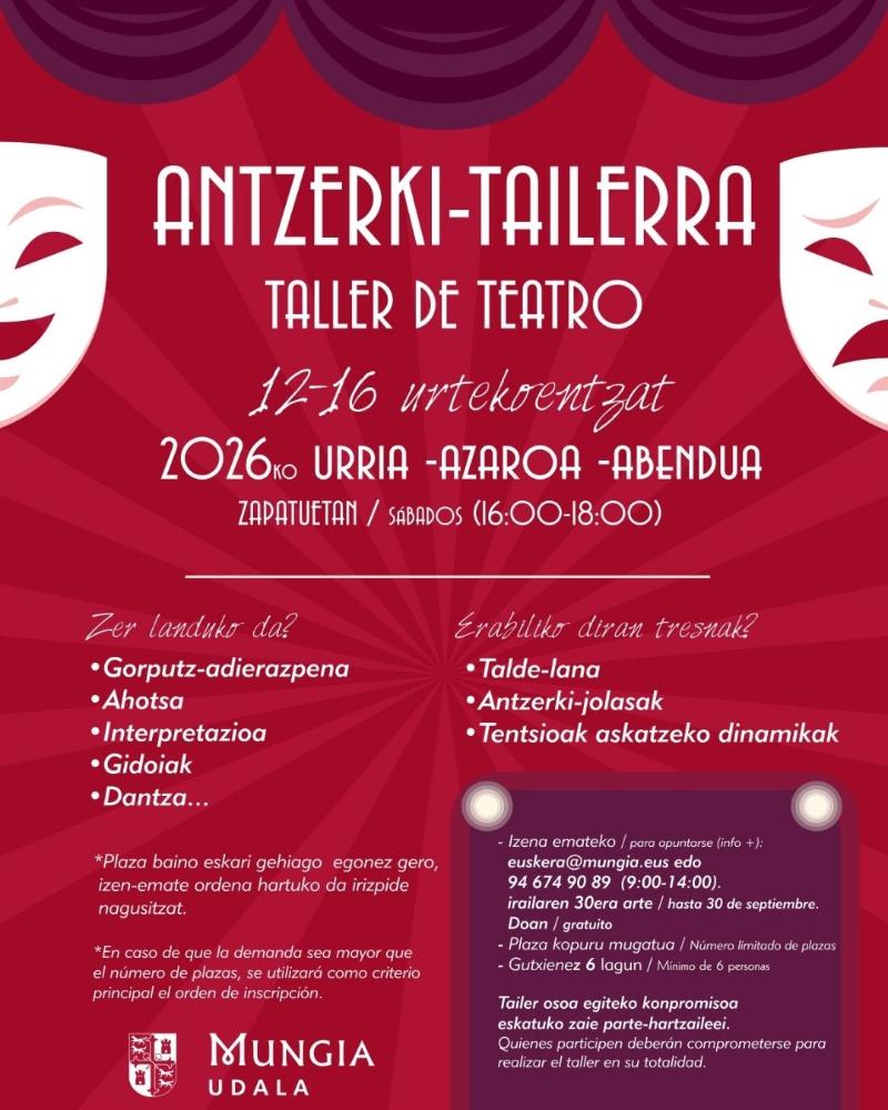 Irudia Mungiak gazteentzako antzerki tailerra antolatu du