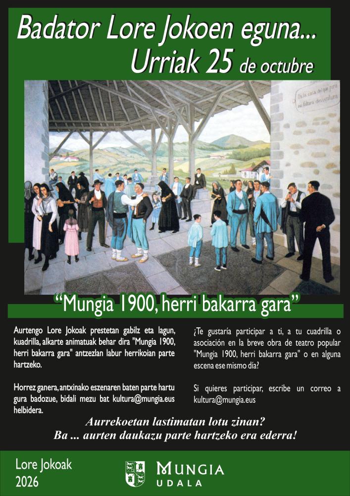 Irudia Mungiako Udalak herritarrak urriaren 25eko Lore Jokoetan parte hartzera...